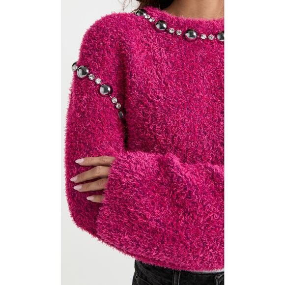 AREA Fuchsia Sweater with Crystal Accents - Picture 13 of 14